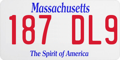 MA license plate 187DL9