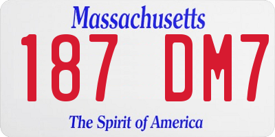 MA license plate 187DM7