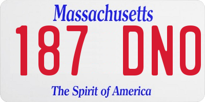 MA license plate 187DN0