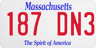 MA license plate 187DN3