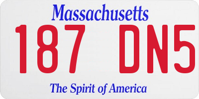 MA license plate 187DN5