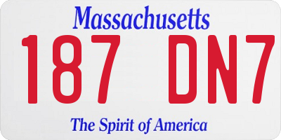 MA license plate 187DN7