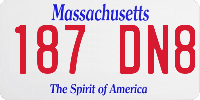 MA license plate 187DN8