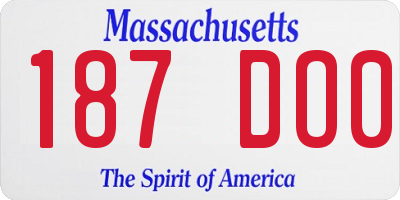 MA license plate 187DO0