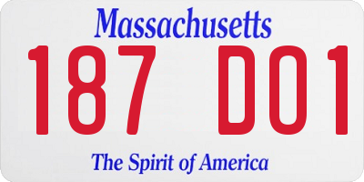 MA license plate 187DO1