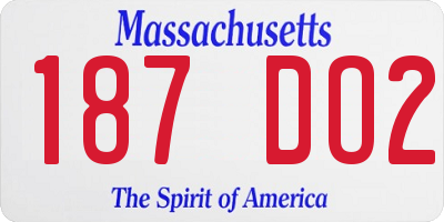MA license plate 187DO2