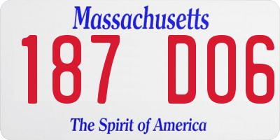 MA license plate 187DO6