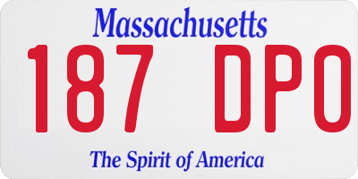 MA license plate 187DP0