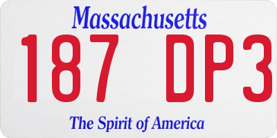MA license plate 187DP3