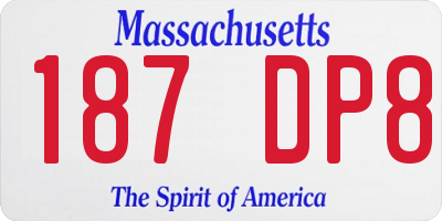 MA license plate 187DP8