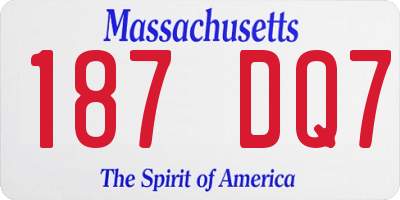 MA license plate 187DQ7