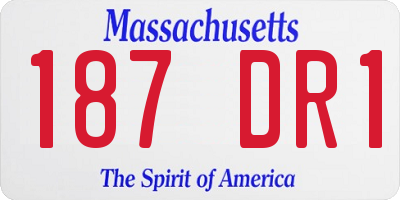 MA license plate 187DR1