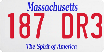 MA license plate 187DR3