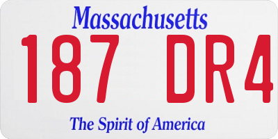 MA license plate 187DR4