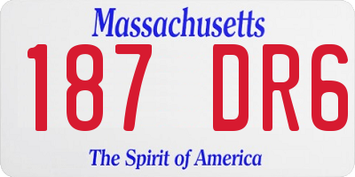 MA license plate 187DR6