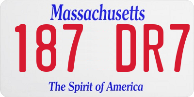 MA license plate 187DR7