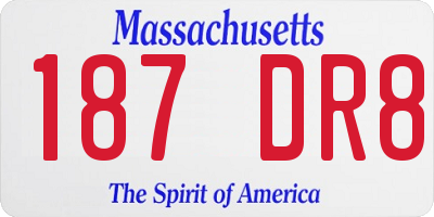 MA license plate 187DR8