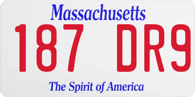 MA license plate 187DR9