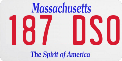 MA license plate 187DS0
