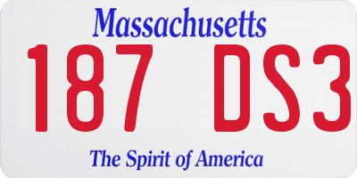 MA license plate 187DS3