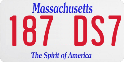 MA license plate 187DS7