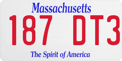 MA license plate 187DT3