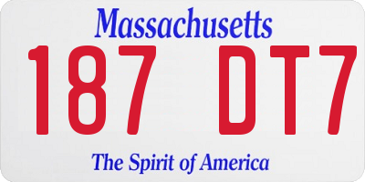 MA license plate 187DT7