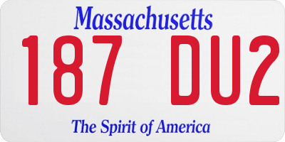 MA license plate 187DU2