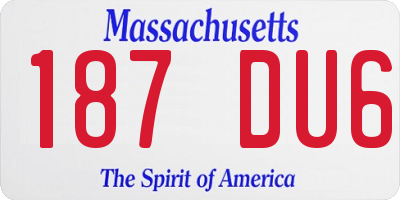MA license plate 187DU6