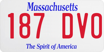 MA license plate 187DV0