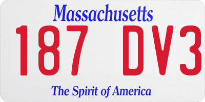 MA license plate 187DV3