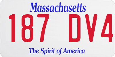 MA license plate 187DV4