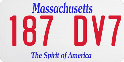 MA license plate 187DV7