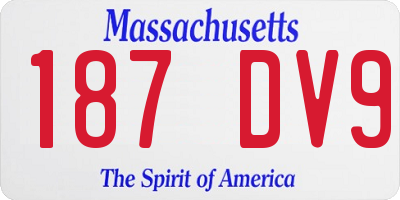 MA license plate 187DV9