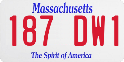 MA license plate 187DW1