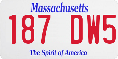 MA license plate 187DW5