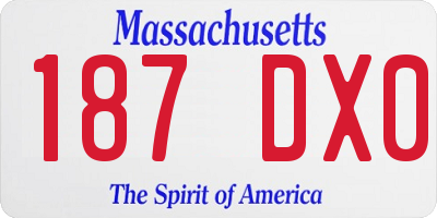MA license plate 187DX0