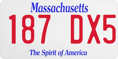 MA license plate 187DX5