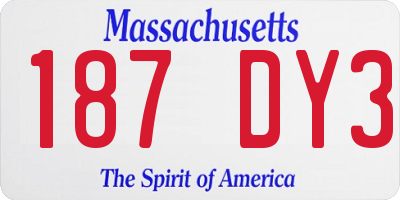 MA license plate 187DY3