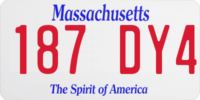 MA license plate 187DY4