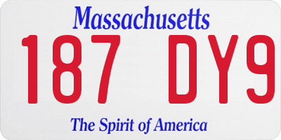 MA license plate 187DY9
