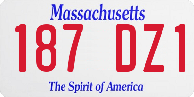 MA license plate 187DZ1