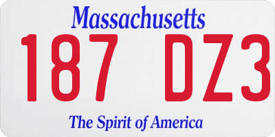 MA license plate 187DZ3