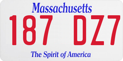MA license plate 187DZ7