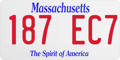 MA license plate 187EC7