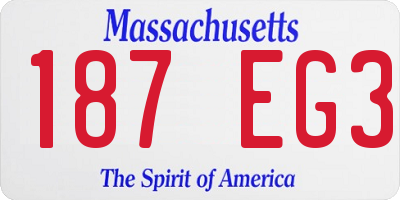 MA license plate 187EG3