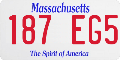 MA license plate 187EG5