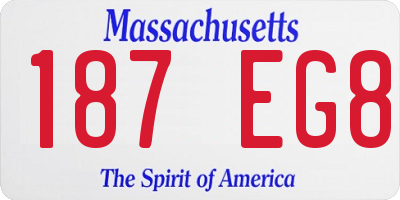 MA license plate 187EG8