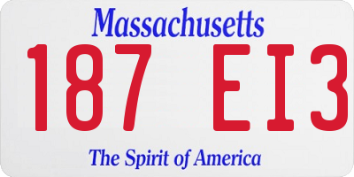 MA license plate 187EI3