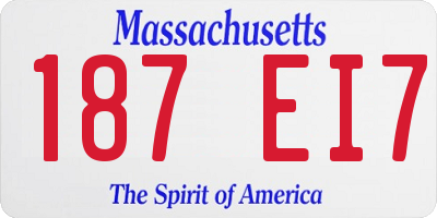 MA license plate 187EI7